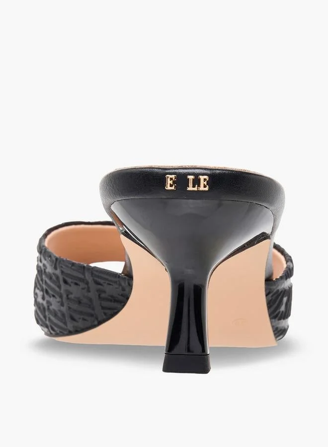 ELLE BLACK Women Monogram Embossed Kitten Heel Sandals for Women | Best Price UAE