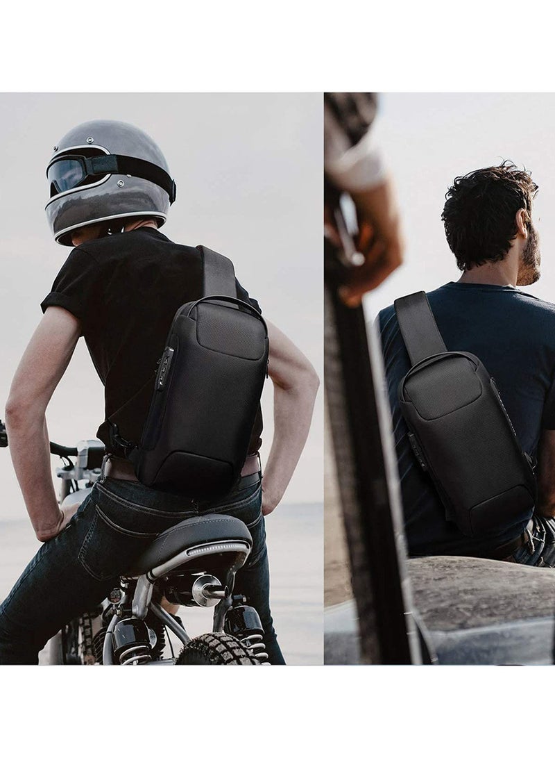 Moovant Sling Crossbody Bag Adjustable Shoulder Bag with USB Charger Port and Anti Theft Lock Casual Chest Daypack Messenger Bag for Daily, Sporting, Cycling  - Image 2