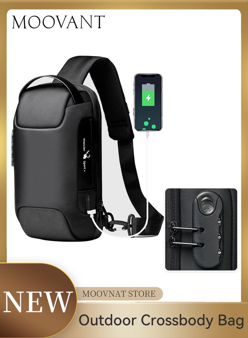 Moovant Sling Crossbody Bag Adjustable Shoulder Bag with USB Charger Port and Anti Theft Lock Casual Chest Daypack Messenger Bag for Daily, Sporting, Cycling  - Image 1