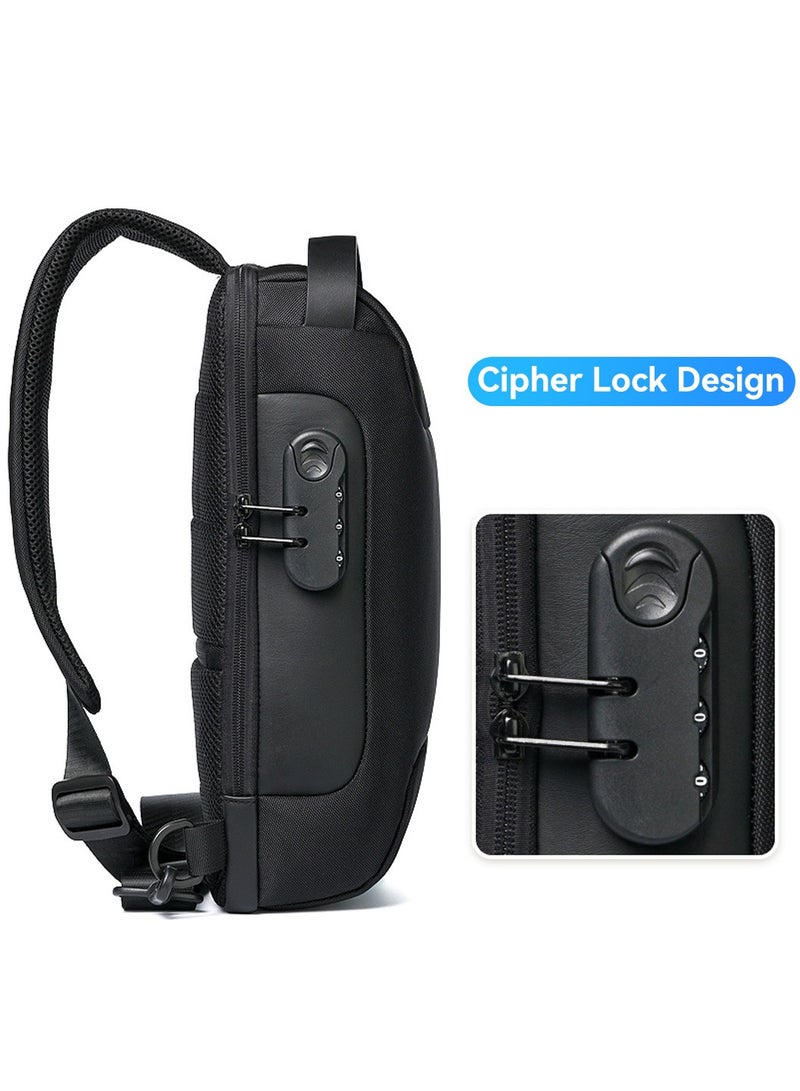 Moovant Sling Crossbody Bag Adjustable Shoulder Bag with USB Charger Port and Anti Theft Lock Casual Chest Daypack Messenger Bag for Daily, Sporting, Cycling  - Image 3
