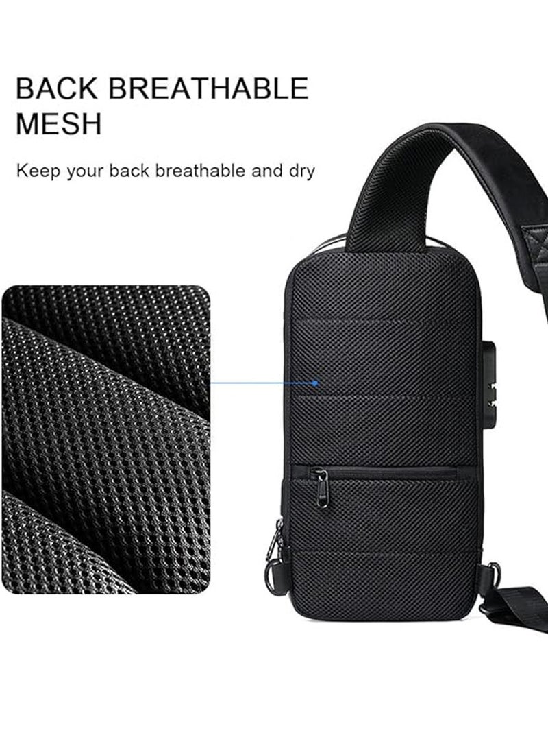 Moovant Sling Crossbody Bag Adjustable Shoulder Bag with USB Charger Port and Anti Theft Lock Casual Chest Daypack Messenger Bag for Daily, Sporting, Cycling  - Image 4