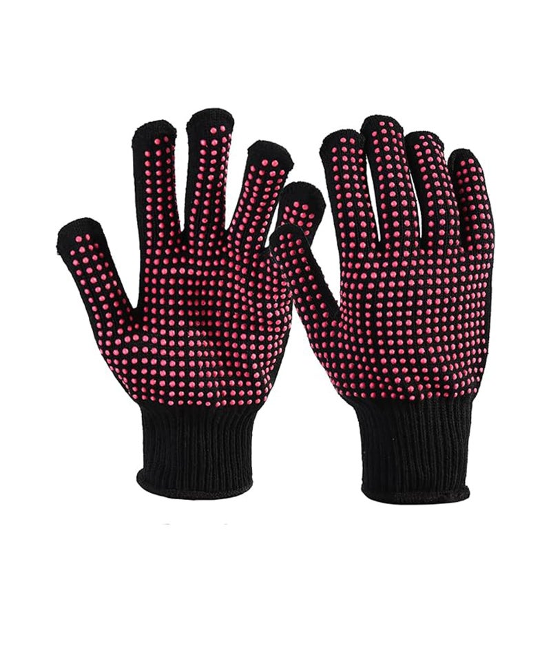 INIMAGINE IN-IMAGINE 2 Pcs Heat Proof Gloves - Multifunctional Heat Resistant Gloves for Hair Styling, Hair Coloring, Welding, Working, Black Cotton Gloves - Image 1