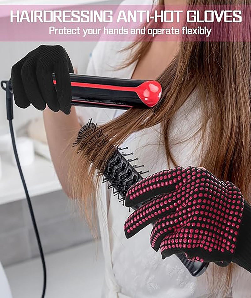 INIMAGINE IN-IMAGINE 2 Pcs Heat Proof Gloves - Multifunctional Heat Resistant Gloves for Hair Styling, Hair Coloring, Welding, Working, Black Cotton Gloves - Image 4