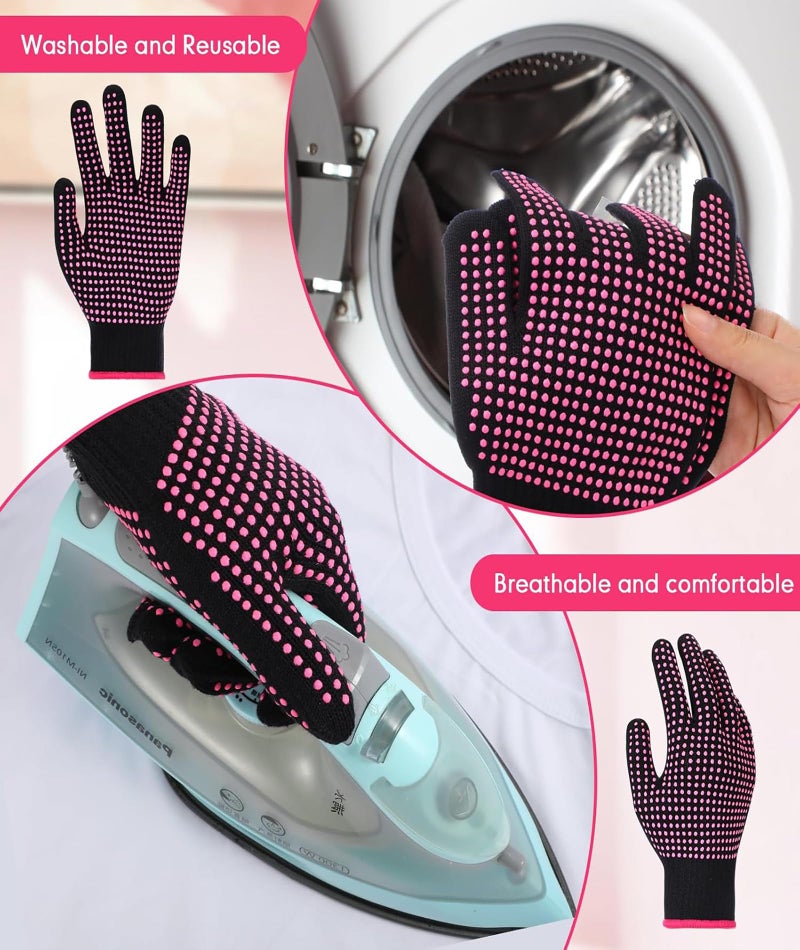 INIMAGINE IN-IMAGINE 2 Pcs Heat Proof Gloves - Multifunctional Heat Resistant Gloves for Hair Styling, Hair Coloring, Welding, Working, Black Cotton Gloves - Image 2
