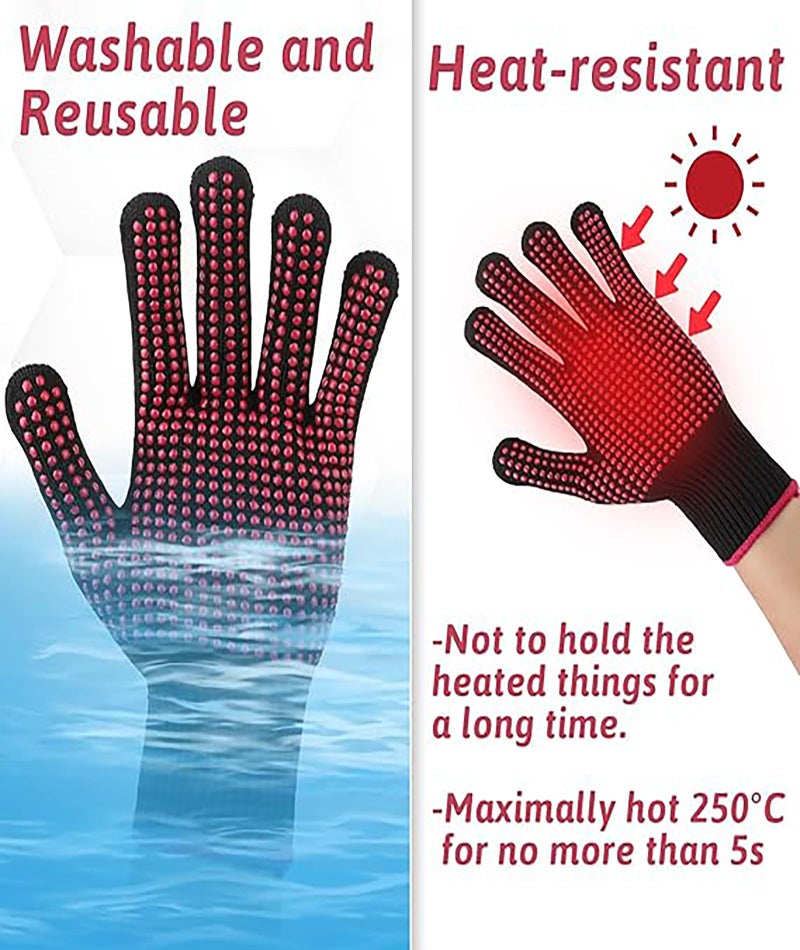 INIMAGINE IN-IMAGINE 2 Pcs Heat Proof Gloves - Multifunctional Heat Resistant Gloves for Hair Styling, Hair Coloring, Welding, Working, Black Cotton Gloves - Image 3