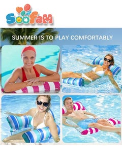 Soofam Pool Hammock Floats for Adults - 2 Pack 4 in 1 Multi-Purpose Water Hammock Inflatable Pool Float - Summer Pool Lounger Chair, Exercise Saddle, Hammock, Drifter with air Pump  - Image 2