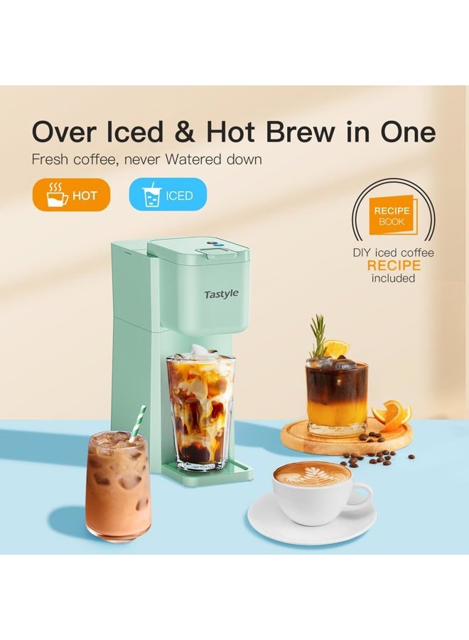 Tastyle Mini Hot and Iced Coffee Maker Single Serve, for K Cup and Ground, 6 to 14 Oz Brew Sizes, with Recipe Book, for Home, Travel, RV, Office and Dorm, Mint - Image 3