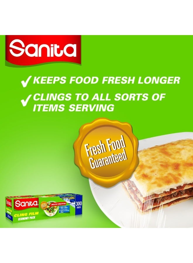 سانيتا نايلون تغليف لاصق لحفظ الأطعمة عالي الجودة، عبوة اقتصادية، مع قاطع النايلون، 300مم* 200متر - Image 4