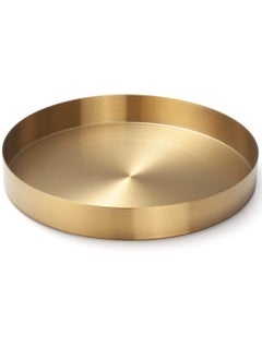 RATSAW 22cm Decorative Metal Gold Round Storage Organizer Tray for Jewelry Kitchen Tableware Toiletries  - Image 1