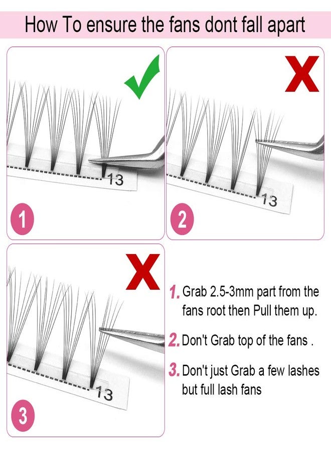 PRO LASHBEAUTY Premade Volume Eyelash Extensions 8D-C-0.07-18 Short Stem Premade Fans Eyelash Extensions 9 to 20 mm Volume Lash Extensions .07 .10 Pre made Lash Fans C D Curl (8D-C-0.07,17mm) - Image 3