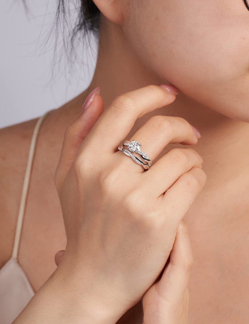 IMOLOVE Moissanite Wedding Engagement Ring for Women Twisted Rope Wedding Rings for Women Moissanite Rings for Women 1-2CT D Color VVS1 Clarity Promise Ring for Her with 18K Gold plated - Image 5