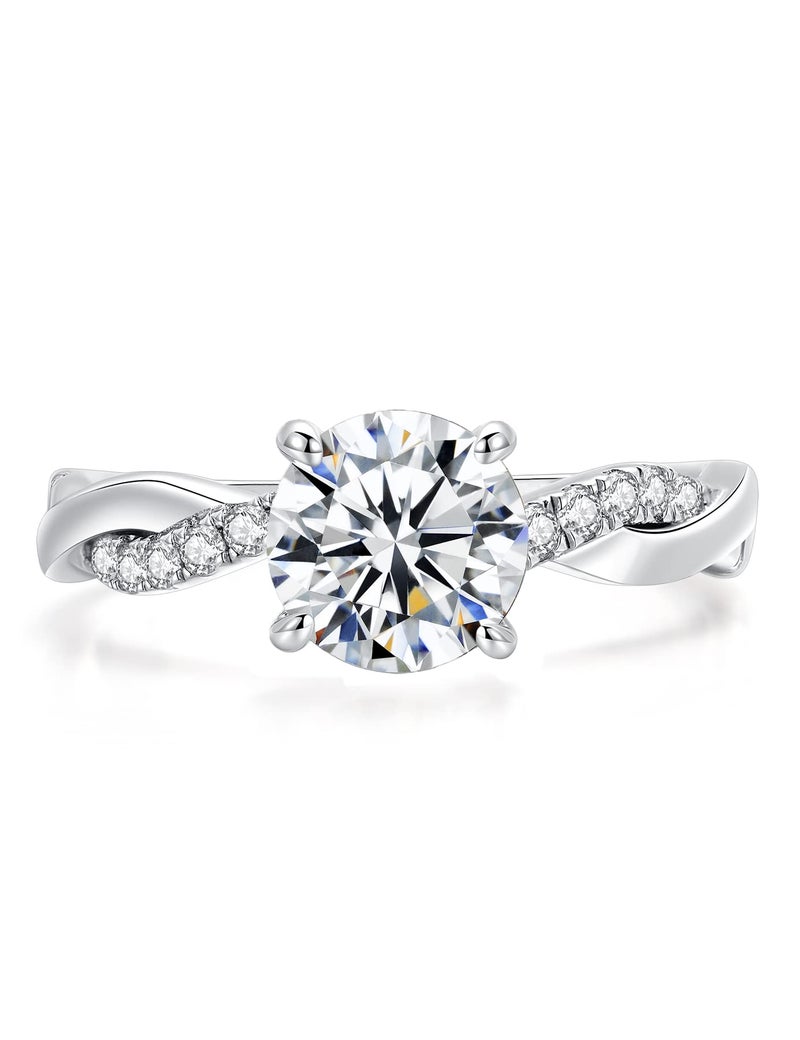 IMOLOVE Moissanite Wedding Engagement Ring for Women Twisted Rope Wedding Rings for Women Moissanite Rings for Women 1-2CT D Color VVS1 Clarity Promise Ring for Her with 18K Gold plated - Image 1