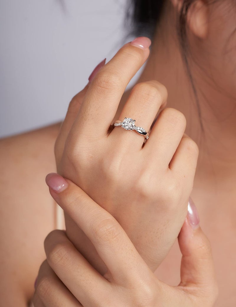 IMOLOVE Moissanite Wedding Engagement Ring for Women Twisted Rope Wedding Rings for Women Moissanite Rings for Women 1-2CT D Color VVS1 Clarity Promise Ring for Her with 18K Gold plated - Image 4