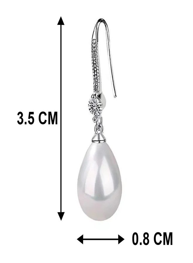 Peora Pearl Studded Silver Plated Drop Earrings Fashion Stylish Jewellry Gift For Girls & Women (PX8E82) - Image 4