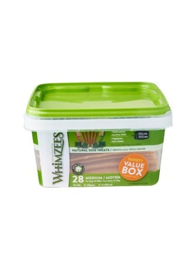 Whimzees Variety Value Box Medium Dog Treats - 28 pcs