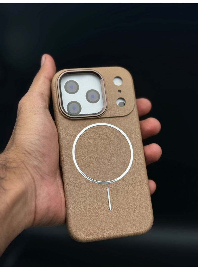 general Premium MagSafe Leather Texture Case for iPhone 17 Pro – Shockproof, Slim & Magnetic Wireless Charging Compatible (Brown) - Image 4