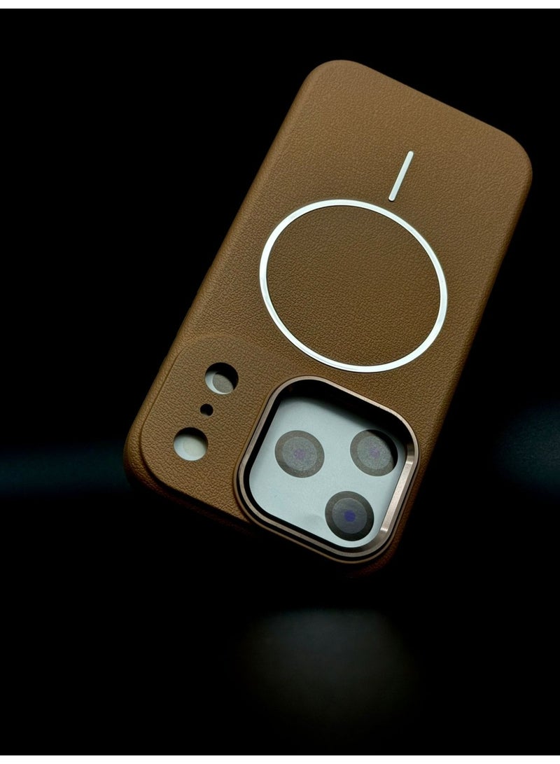 general Premium MagSafe Leather Texture Case for iPhone 17 Pro – Shockproof, Slim & Magnetic Wireless Charging Compatible (Brown) - Image 2