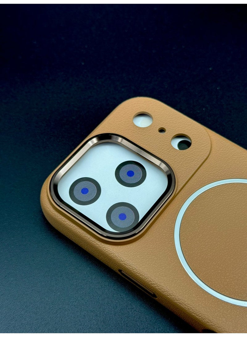 general Premium MagSafe Leather Texture Case for iPhone 17 Pro – Shockproof, Slim & Magnetic Wireless Charging Compatible (Brown) - Image 3