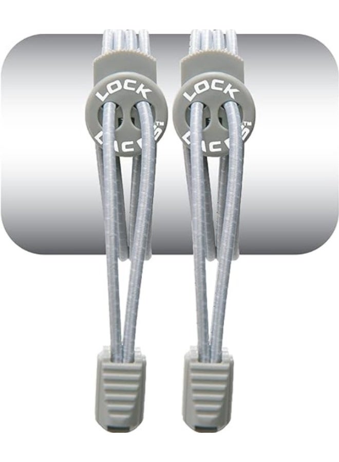 Lock Laces - Elastic No Tie Shoelaces, One Size Fits All, for Kids and Adults, Elastic No Tie Shoe Laces Color Cool Gray - Image 1