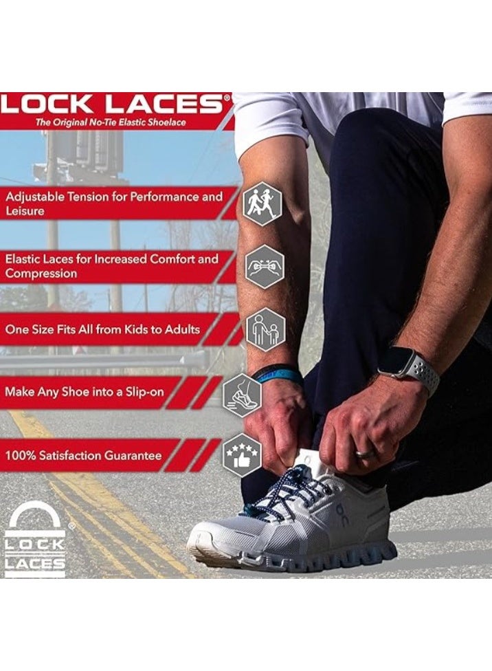 Lock Laces - Elastic No Tie Shoelaces, One Size Fits All, for Kids and Adults, Elastic No Tie Shoe Laces Color Cool Gray - Image 2