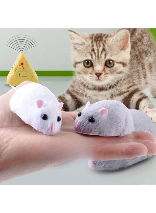 Remote Control Infrared Mouse Simulation Mini Cartoon Hamster Animal Cheese Cute Funny Cat Toy Pet Interactive Cross-border-Color:Large Flocking Mouse Black  - Image 2