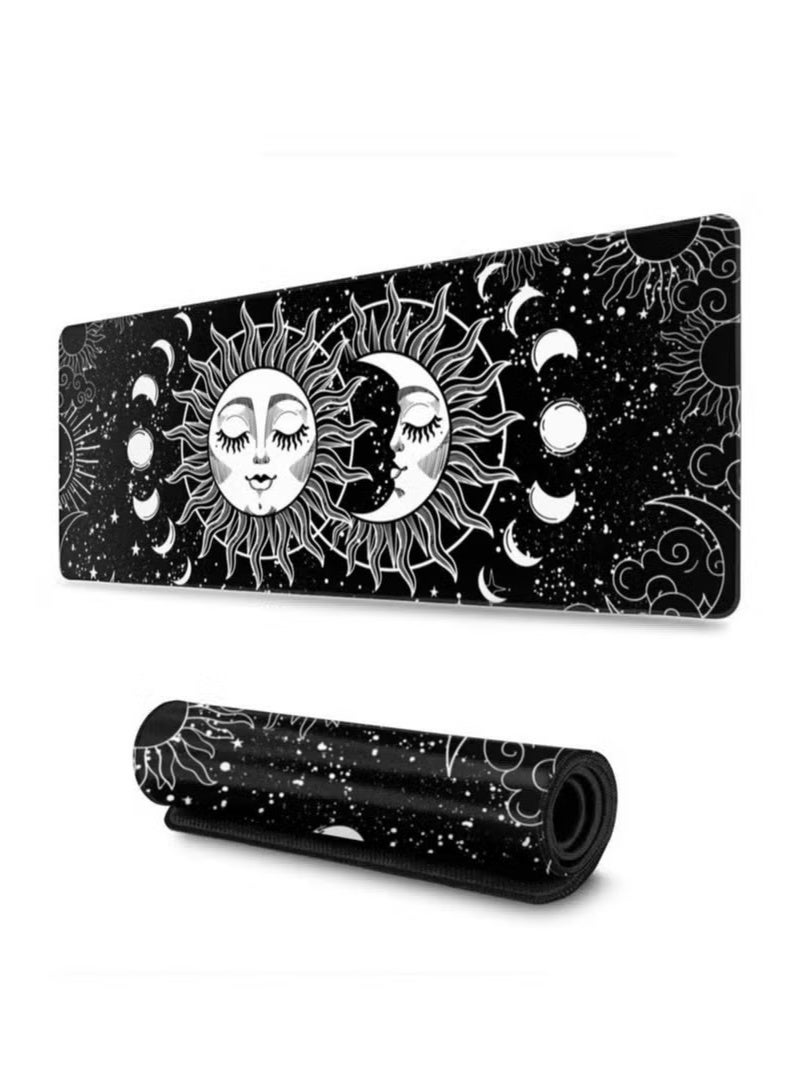 Beauenty Gaming Mouse Pad Extra Large Astrology Moon and Sun Extended Large Mouse Mat Long Desk Mat with Stitched Edges 80x30cm - Image 1
