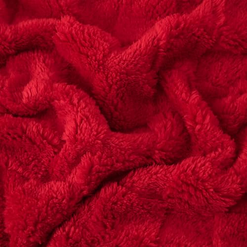 Linecooo Red Fleece Throw Blanket 50”×60” for Couch Sofa Bed,Super Soft Cozy Plush Microfiber Flannel Blanket with 3D Checkered Design Lightweight Decorations for Adults,Woman,Girls - Image 5