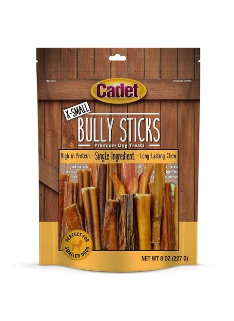 Bully Sticks For Small, Medium And Large Dogs  AllNatural Beef Pizzle, High Protein, Low Fat, LongLasting, Grain & RawhideFree Dog Chews For Aggressive Chewers, XSmall (8 Ounce)