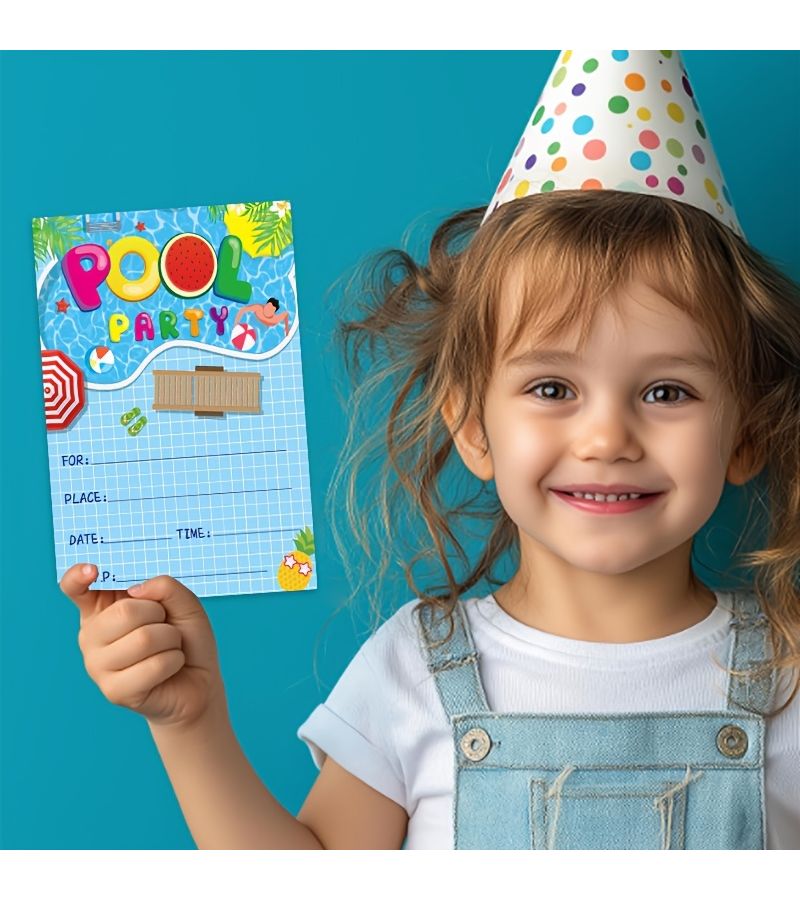 20 Pool Birthday Party Invitations Summer Swimming Invitation Cards - Image 3