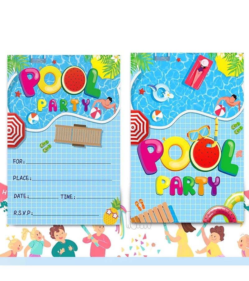 20 Pool Birthday Party Invitations Summer Swimming Invitation Cards - Image 5