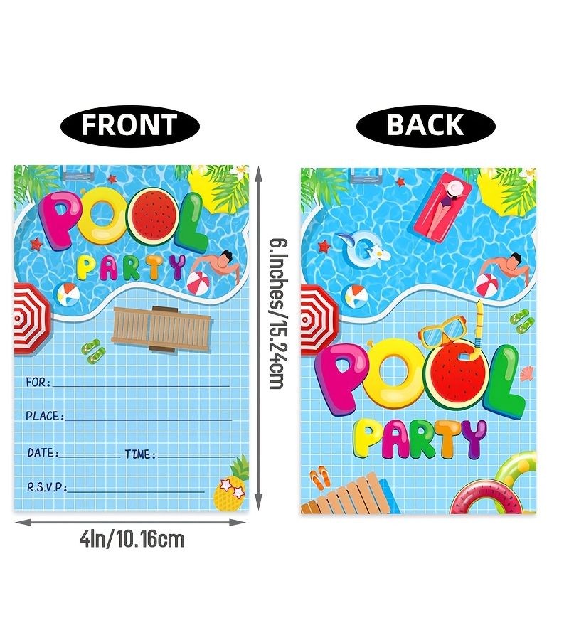 20 Pool Birthday Party Invitations Summer Swimming Invitation Cards - Image 2