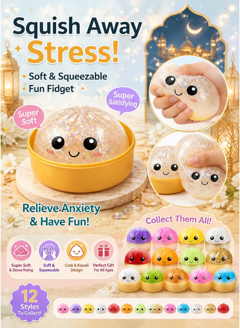 IqwiCam Dumpling Squishy Mystery Box, Random 1 of 12 Colors, Cute Squishy Dumpling Toy, Soft Stretchy Squeeze Toy, Sensory Fidget Toys for Anxiety Relief, Perfect for Party Favors, Birthday Gifts & Desk Toys (Random-1PC) - Image 4
