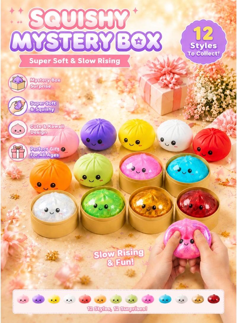 IqwiCam Dumpling Squishy Mystery Box, Random 1 of 12 Colors, Cute Squishy Dumpling Toy, Soft Stretchy Squeeze Toy, Sensory Fidget Toys for Anxiety Relief, Perfect for Party Favors, Birthday Gifts & Desk Toys (Random-1PC) - Image 2