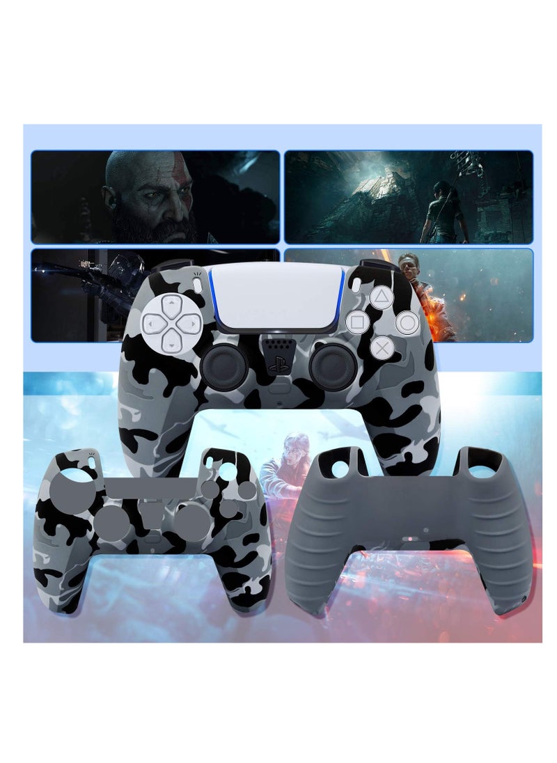 Generic - PS5 Controller Skin,Silicone Grips for PlayStation 5 Controller Anti Slip Cover Case Protector for Dual Sense 5 Controller - 8pcs Pro ThumbGrips  (Army gray) - Image 1