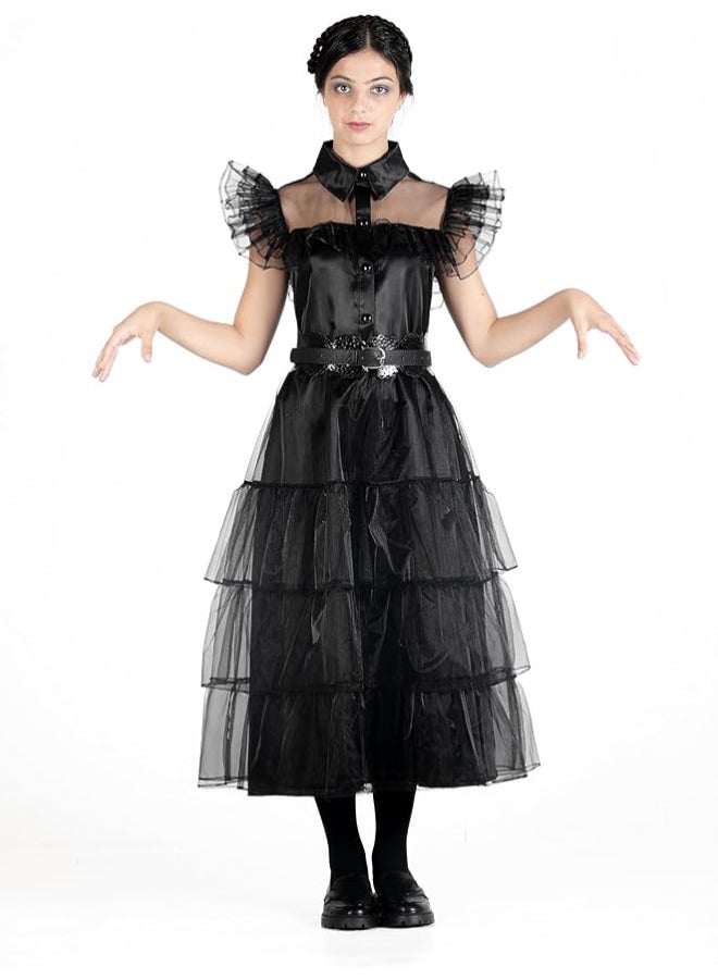 Ciao زي قاعة الرقص لويليام أدامز 8-10 سنوات | زي تنكري قوطي للأطفال | فستان حفلة ويليام أدامز من سلسلة نتفليكس - Image 1