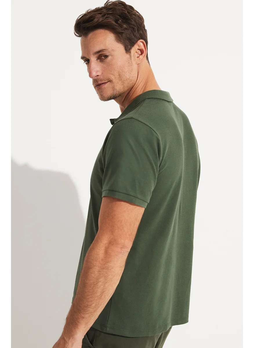 جون Men's Regular Fit 100% Cotton Polo Neck T-Shirt