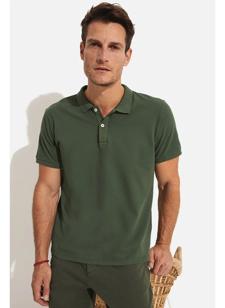 جون Men's Regular Fit 100% Cotton Polo Neck T-Shirt