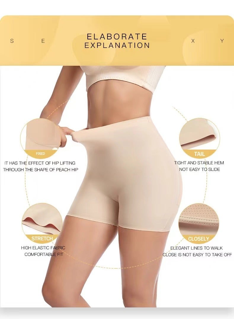 Women Body Shorts High Waist Body Shaper  Lifter Firm Control Shapewear Boyshorts cream-colored( XL Size Wear under 140 pounds)