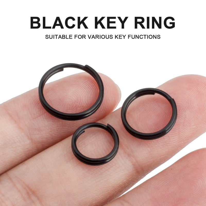 FEGVE Titanium Key Rings Split Rings, Small Keyrings, Jump Rings for Necklaces, Keys, Jewelry Attachment - 15pcs Mix 10/12/14mm (Black) - Image 4