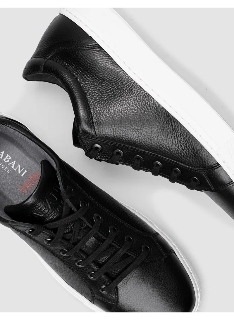 Cabani Leather Black Lace-Up Men's Sports Shoes