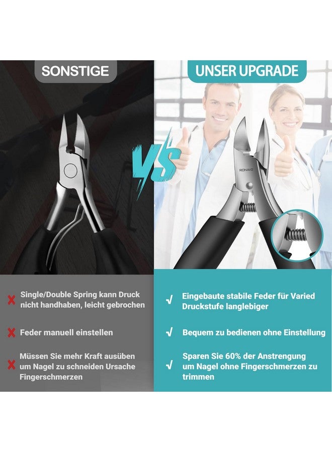 RONAVO Toe Nail Clipper Set - Ingrown Toenail Treatment & Toenail Clippers for Ingrown Nails - Heavy Duty Professional Toe Nail Clippers for Men & Women, Large Toenail Nipper - Image 2