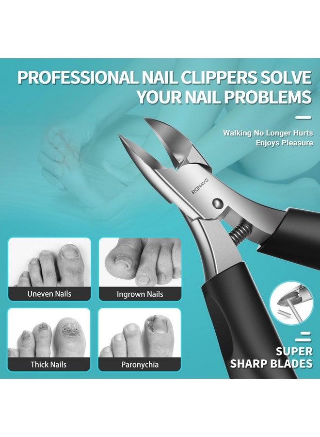 RONAVO Toe Nail Clipper Set - Ingrown Toenail Treatment & Toenail Clippers for Ingrown Nails - Heavy Duty Professional Toe Nail Clippers for Men & Women, Large Toenail Nipper - Image 3