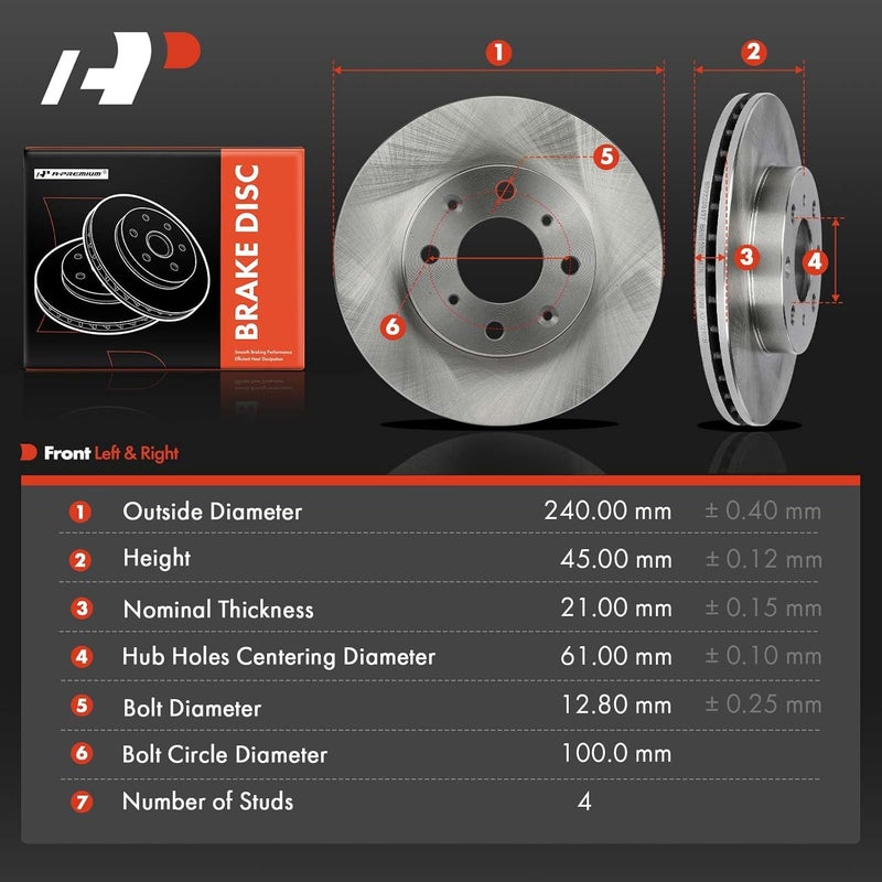 A-Premium Front Disc Brake Rotors Set for Honda Models - Image 5