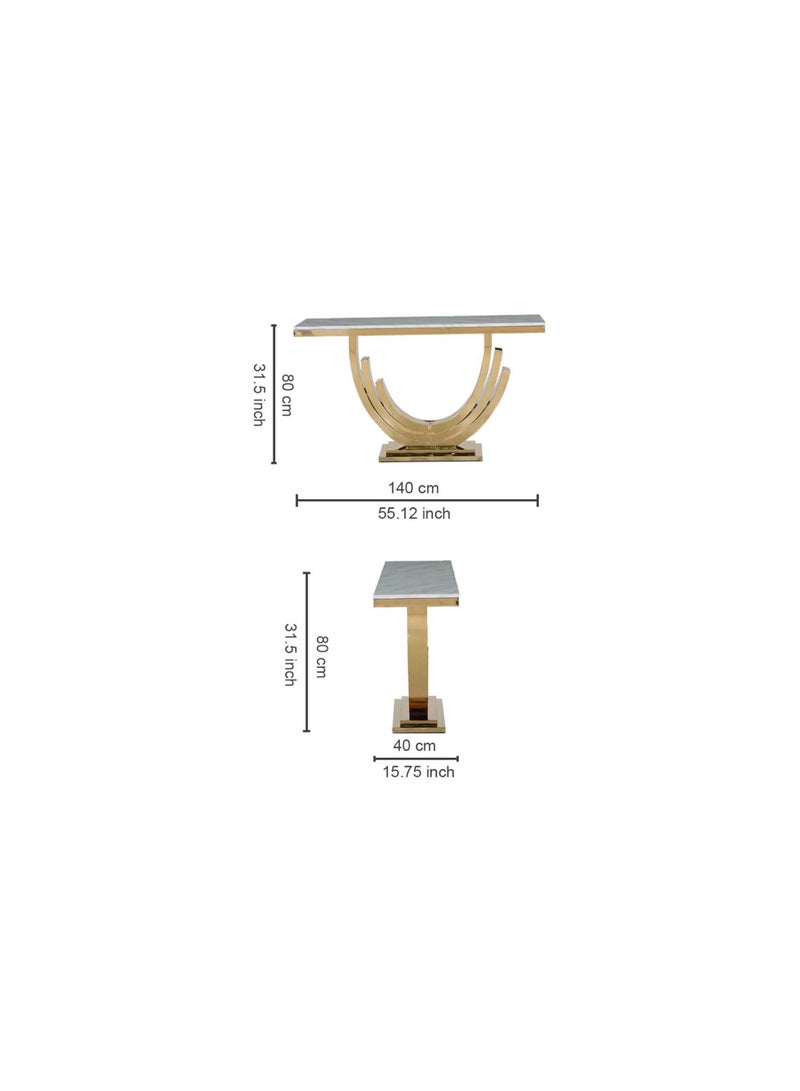 ROYALOAK Royaloak Orla Marble Console Table | Stainless Steel and Paper Marble
| 150 kgs Weight Bearing Capacity | Water Based Finish | Small Console Table | Spacious Tabletop
Unique Base Design 
