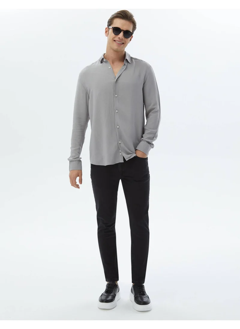 Kip Gray Plain Regular Fit Woven Casual Shirt