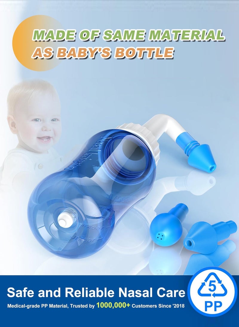 ووتر بالس قطعتان من زجاجات غسول الأنف Neti Pot سعة 500 مل لتنظيف الأنف وغسول الأنف بالضغط للكبار والأطفال خالية من مادة BPA (أزرق) - Image 3