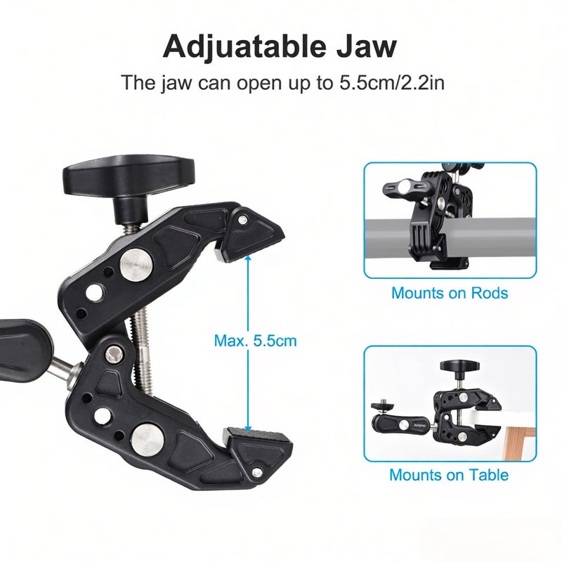 Handlebar Phone Mount Black Aluminum Alloy 360° Double Rotatable Ball Head GoPro Handlebar Mount - 1.5kg Load Adjustable Strong Clamp Phone Mount For Motorcycle & Bike Handlebars, Photography, Live St - Image 4