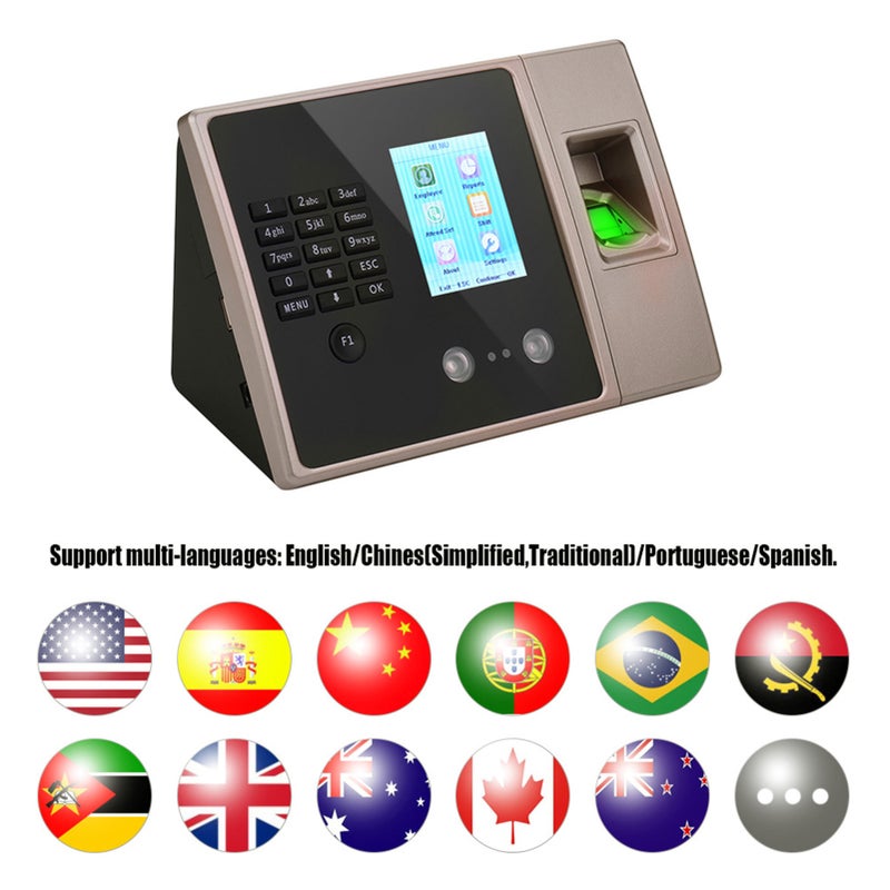 Intelligent Biometric Fingerprint Time Attendance Machine with HD Display Screen Time Clock Support Face Fingerprint Password Employee Checking-in Recorder Reader Support USB Disk Access Control Multi-language Password Recognition - Image 3