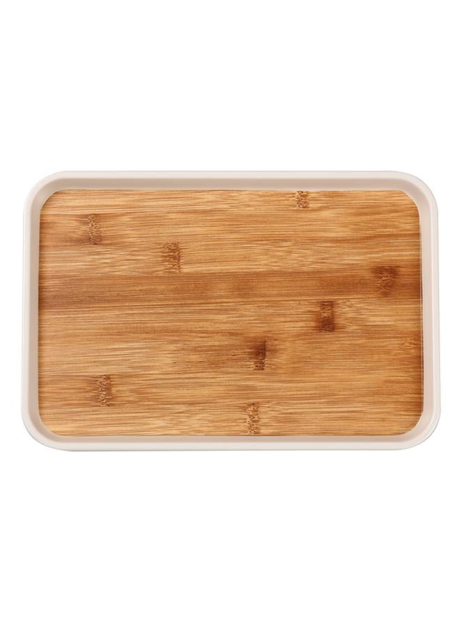 Felli Elegant Durable Rectangular Melamine and Bamboo Serving Tray Brown and White Y1K150046-PH051-F