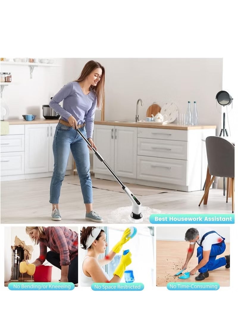 Beauenty Electric Spin Scrubber Cordless Cleaning Brush with 7 Replaceable Brush Heads and Adjustable Extension Handle,Power Shower Scrubber for Bathroom,Floor,Shower,Tile and Car - Image 3